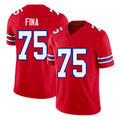 Buffalo #75 Fina Player Football V Neck Short Sleeve Red Jersey Bruno For Men Youth Women Gift