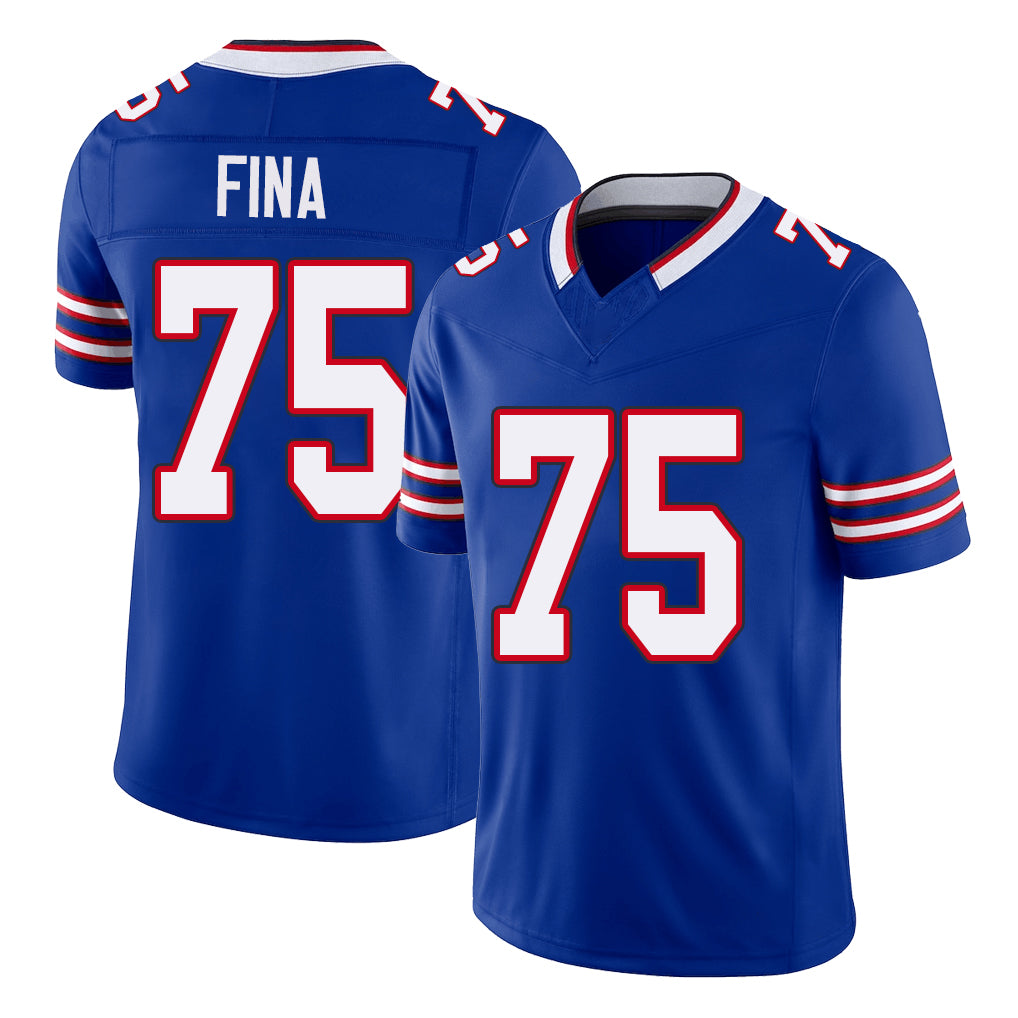 Buffalo #75 Fina Player Football V Neck Short Sleeve Royal Jersey Bruno For Men Youth Women Gift