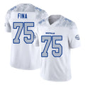Buffalo #75 Fina Player Football V Neck Short Sleeve White Jersey Bruno For Men Youth Women Gift