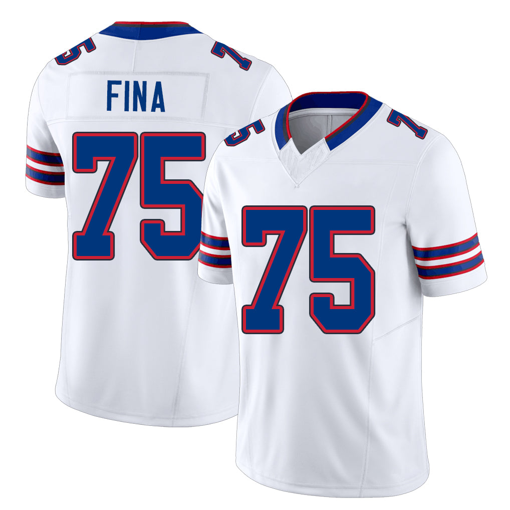 Buffalo #75 Fina Player Football V Neck Short Sleeve White Jersey Bruno For Men Youth Women Gift