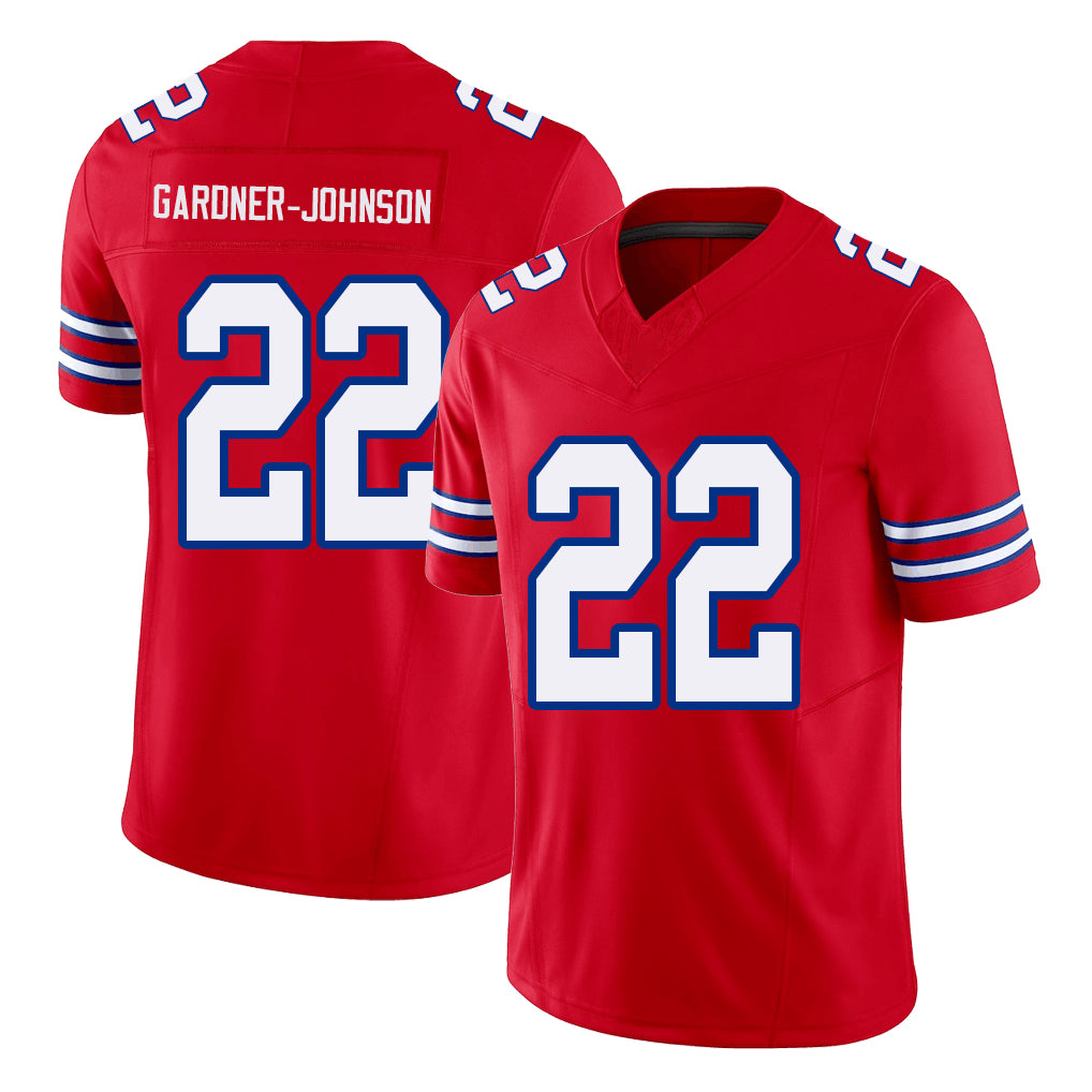 Buffalo #22 Gardner-Johnson Player Football V Neck Short Sleeve Red Jersey C.J. For Men Youth Women Gift