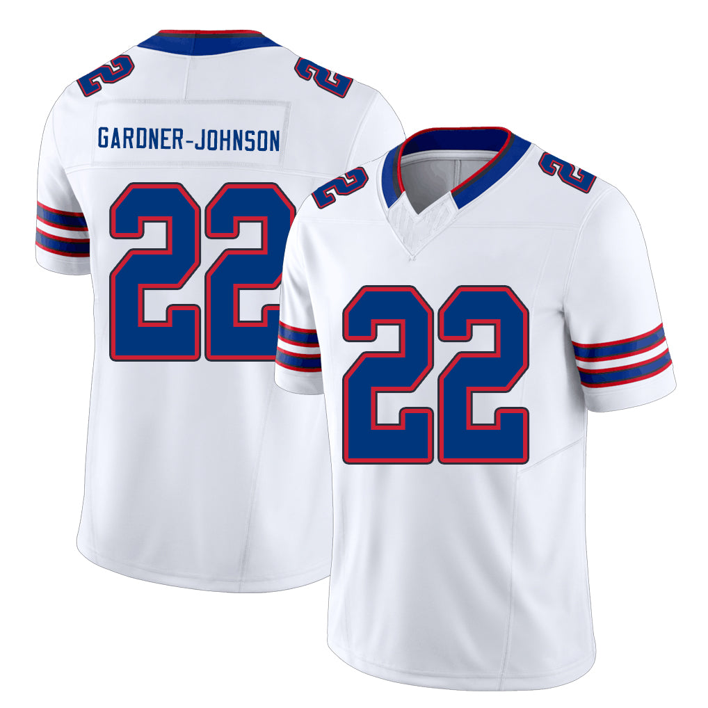 Buffalo #22 Gardner-Johnson Player Football V Neck Short Sleeve White Jersey C.J. For Men Youth Women Gift