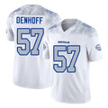 Buffalo #57 Denhoff Player Football V Neck Short Sleeve White Jersey Cade For Men Youth Women Gift