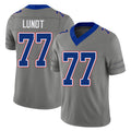 Buffalo #77 Lundt Player Football V Neck Short Sleeve Gray Jersey Chase For Men Youth Women Gift