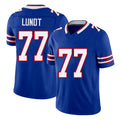 Buffalo #77 Lundt Player Football V Neck Short Sleeve Royal Jersey Chase For Men Youth Women Gift