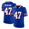 Buffalo #47 Benford Player Football V Neck Short Sleeve Royal Jersey Christian For Men Youth Women Gift