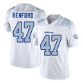 Buffalo #47 Benford Player Football V Neck Short Sleeve White Jersey Christian For Men Youth Women Gift