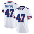 Buffalo #47 Benford Player Football V Neck Short Sleeve White Jersey Christian For Men Youth Women Gift