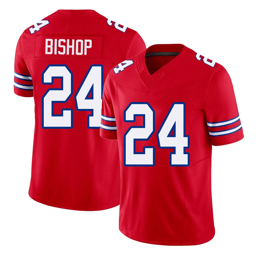Buffalo #24 Bishop Player Football V Neck Short Sleeve Red Jersey Cole For Men Youth Women Gift