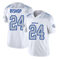 Buffalo #24 Bishop Player Football V Neck Short Sleeve White Jersey Cole For Men Youth Women Gift
