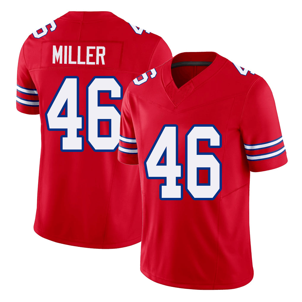 Buffalo #46 Miller Player Football V Neck Short Sleeve Red Jersey D.J. For Men Youth Women Gift