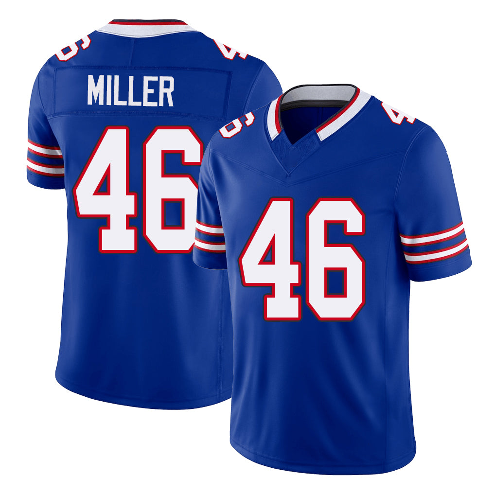 Buffalo #46 Miller Player Football V Neck Short Sleeve Royal Jersey D.J. For Men Youth Women Gift