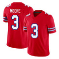 Buffalo #3 Moore Player Football V Neck Short Sleeve Red Jersey DJ For Men Youth Women Gift
