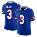 Buffalo #3 Moore Player Football V Neck Short Sleeve Royal Jersey DJ For Men Youth Women Gift