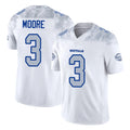 Buffalo #3 Moore Player Football V Neck Short Sleeve White Jersey DJ For Men Youth Women Gift