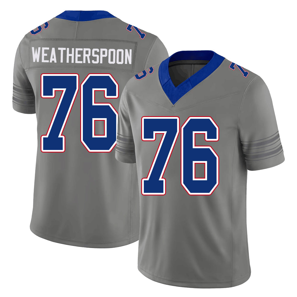 Buffalo #76 Weatherspoon Player Football V Neck Short Sleeve Gray Jersey Da'Metrius For Men Youth Women Gift