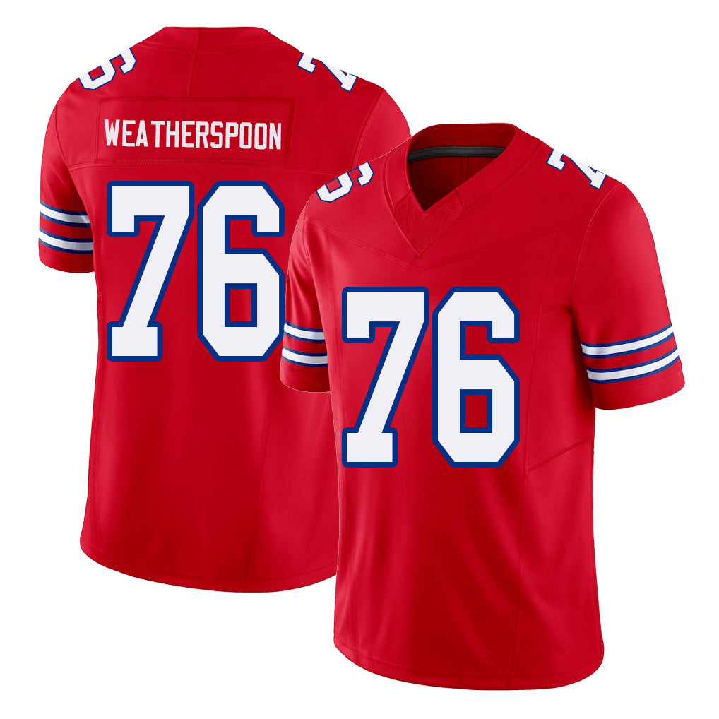 Buffalo #76 Weatherspoon Player Football V Neck Short Sleeve Red Jersey Da'Metrius For Men Youth Women Gift