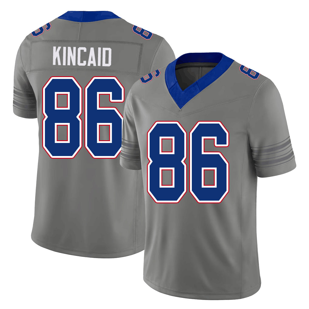 Buffalo #86 Kincaid Player Football V Neck Short Sleeve Gray Jersey Dalton For Men Youth Women Gift