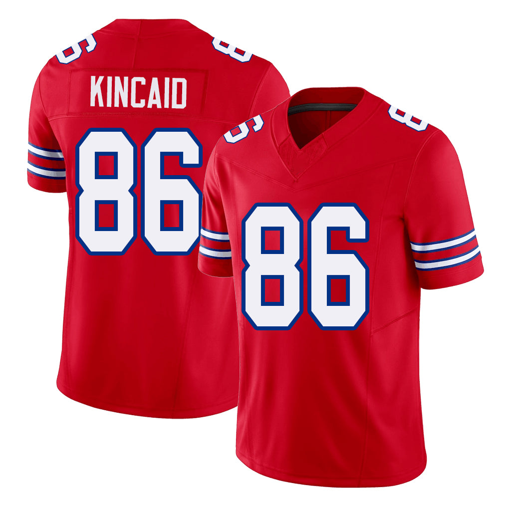 Buffalo #86 Kincaid Player Football V Neck Short Sleeve Red Jersey Dalton For Men Youth Women Gift