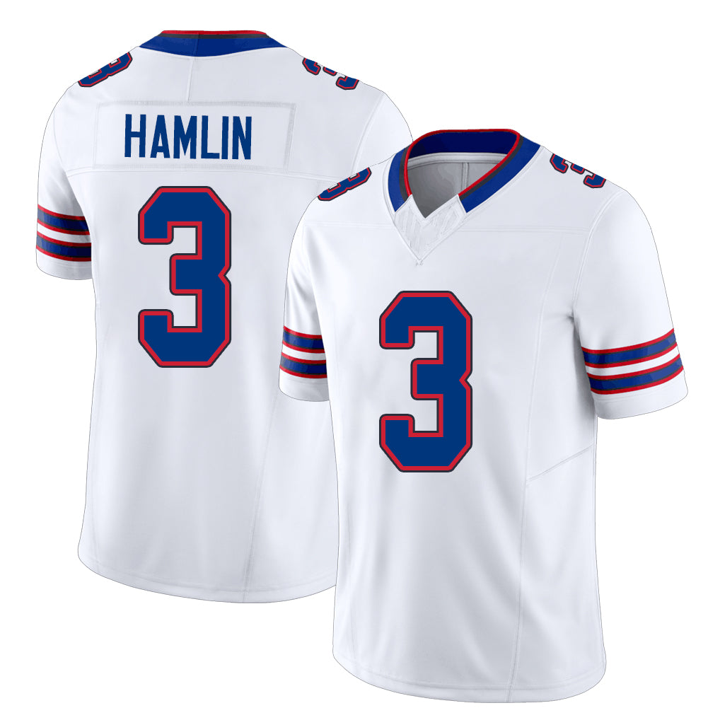 Buffalo #3 Hamlin Player Football V Neck Short Sleeve White Jersey Damar For Men Youth Women Gift