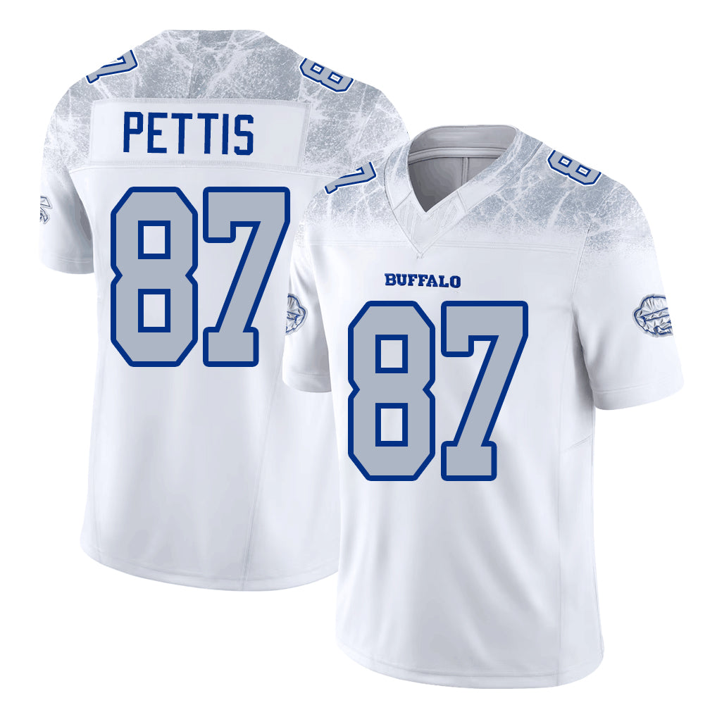 Buffalo #87 Pettis Player Football V Neck Short Sleeve White Jersey Dante For Men Youth Women Gift