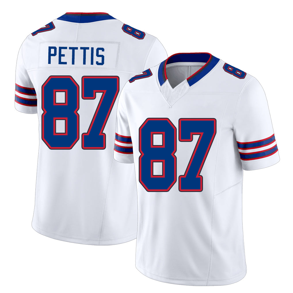 Buffalo #87 Pettis Player Football V Neck Short Sleeve White Jersey Dante For Men Youth Women Gift