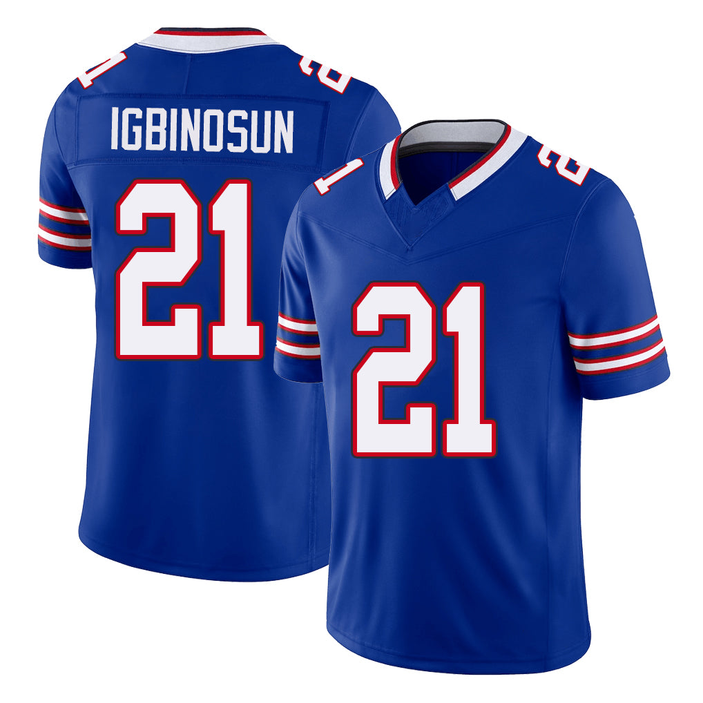 Buffalo #21 Igbinosun Player Football V Neck Short Sleeve Royal Jersey Davison For Men Youth Women Gift