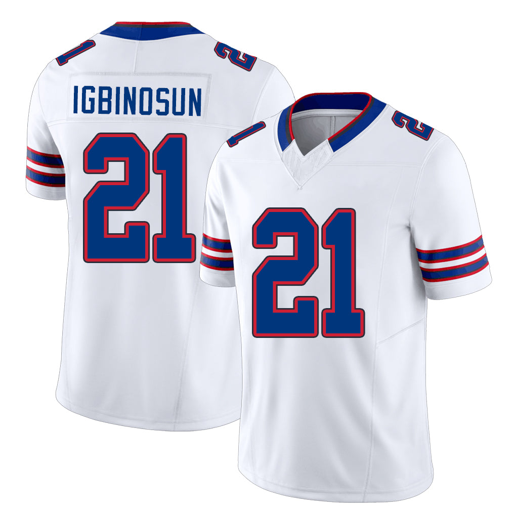 Buffalo #21 Igbinosun Player Football V Neck Short Sleeve White Jersey Davison For Men Youth Women Gift