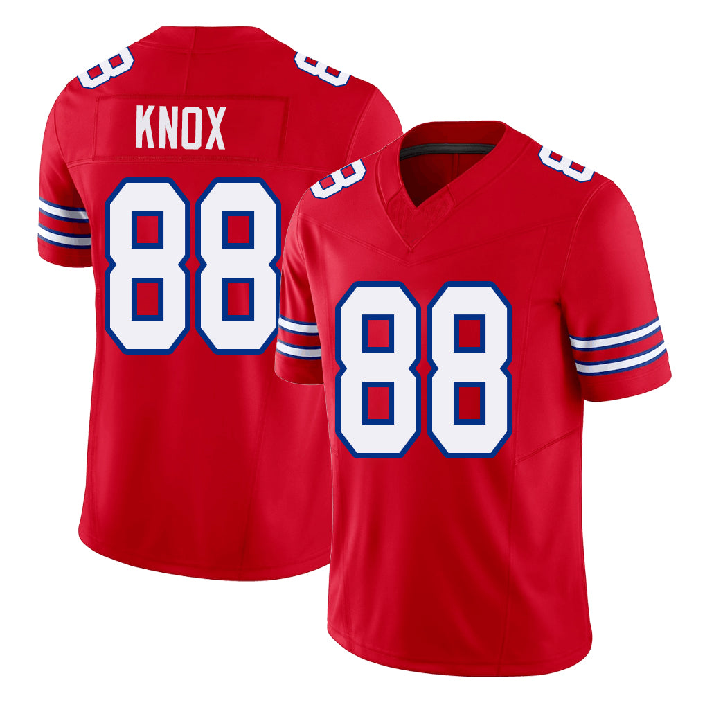 Buffalo #88 Knox Player Football V Neck Short Sleeve Red Jersey Dawson For Men Youth Women Gift