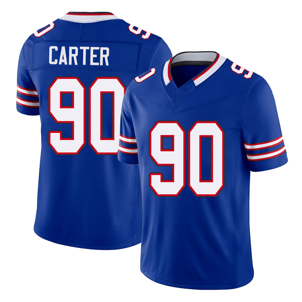 Buffalo #90 Carter Player Football V Neck Short Sleeve Royal Jersey DeWayne For Men Youth Women Gift