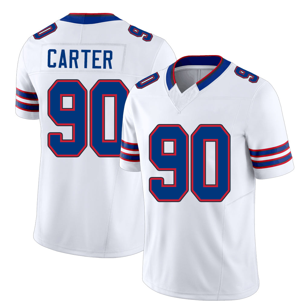 Buffalo #90 Carter Player Football V Neck Short Sleeve White Jersey DeWayne For Men Youth Women Gift