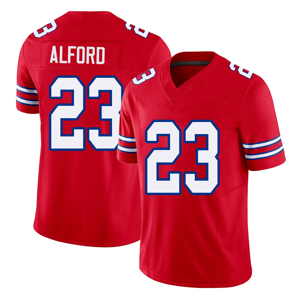 Buffalo #23 Alford Player Football V Neck Short Sleeve Red Jersey Dee For Men Youth Women Gift