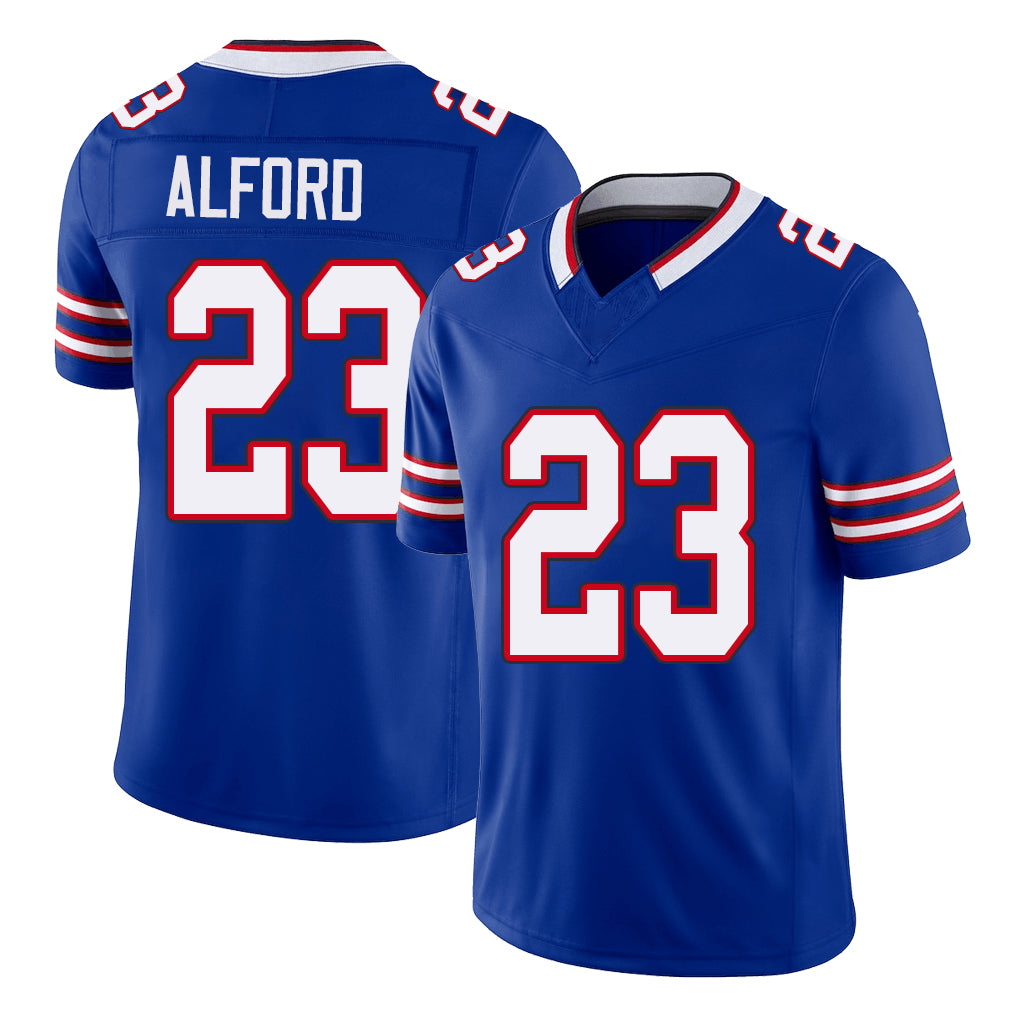 Buffalo #23 Alford Player Football V Neck Short Sleeve Royal Jersey Dee For Men Youth Women Gift
