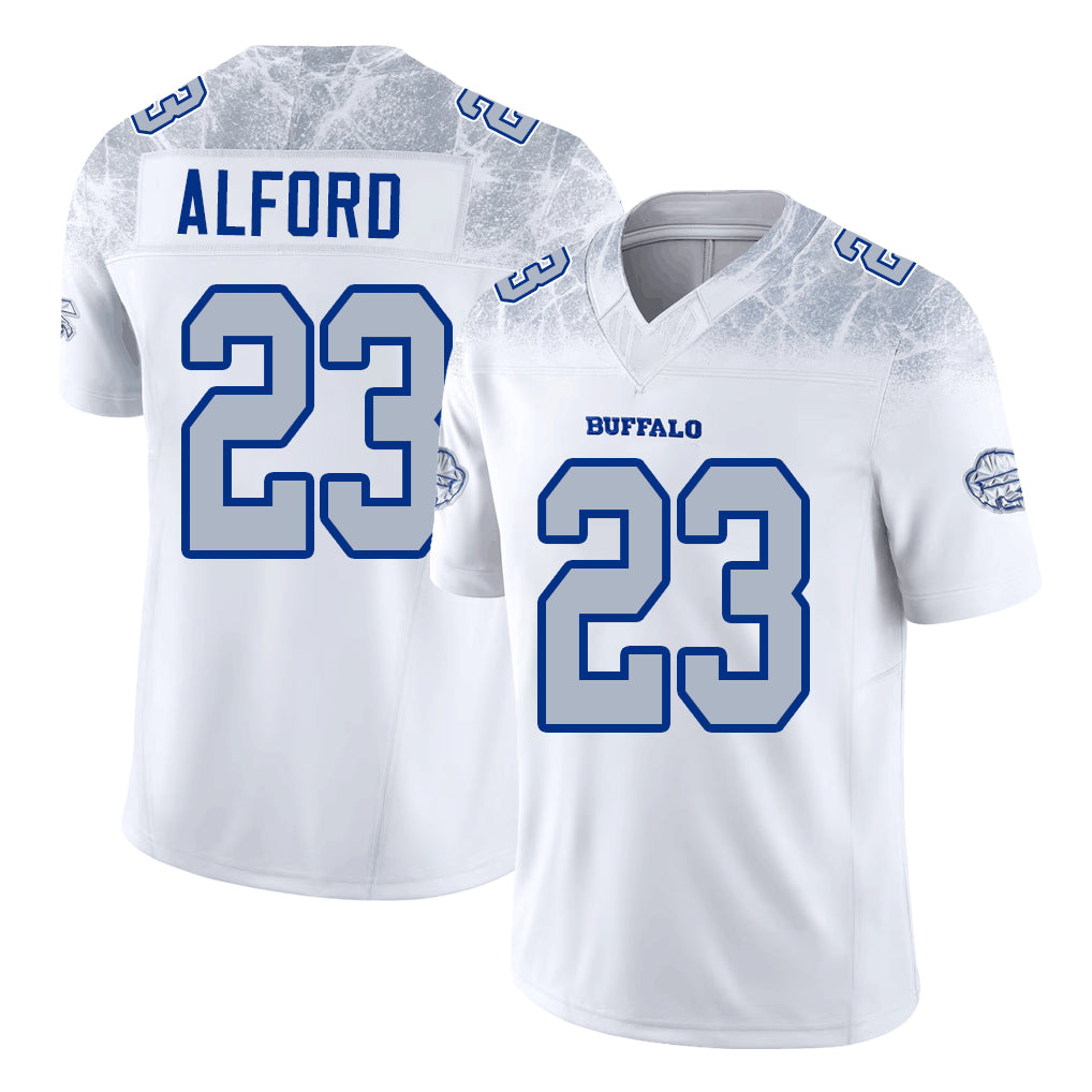 Buffalo #23 Alford Player Football V Neck Short Sleeve White Jersey Dee For Men Youth Women Gift