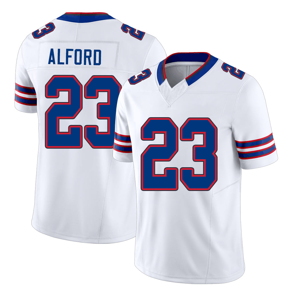 Buffalo #23 Alford Player Football V Neck Short Sleeve White Jersey Dee For Men Youth Women Gift