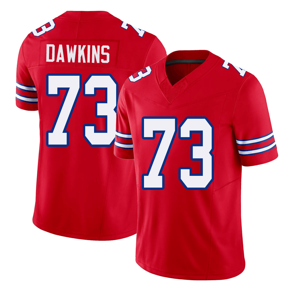 Buffalo #73 Dawkins Player Football V Neck Short Sleeve Red Jersey Dion For Men Youth Women Gift