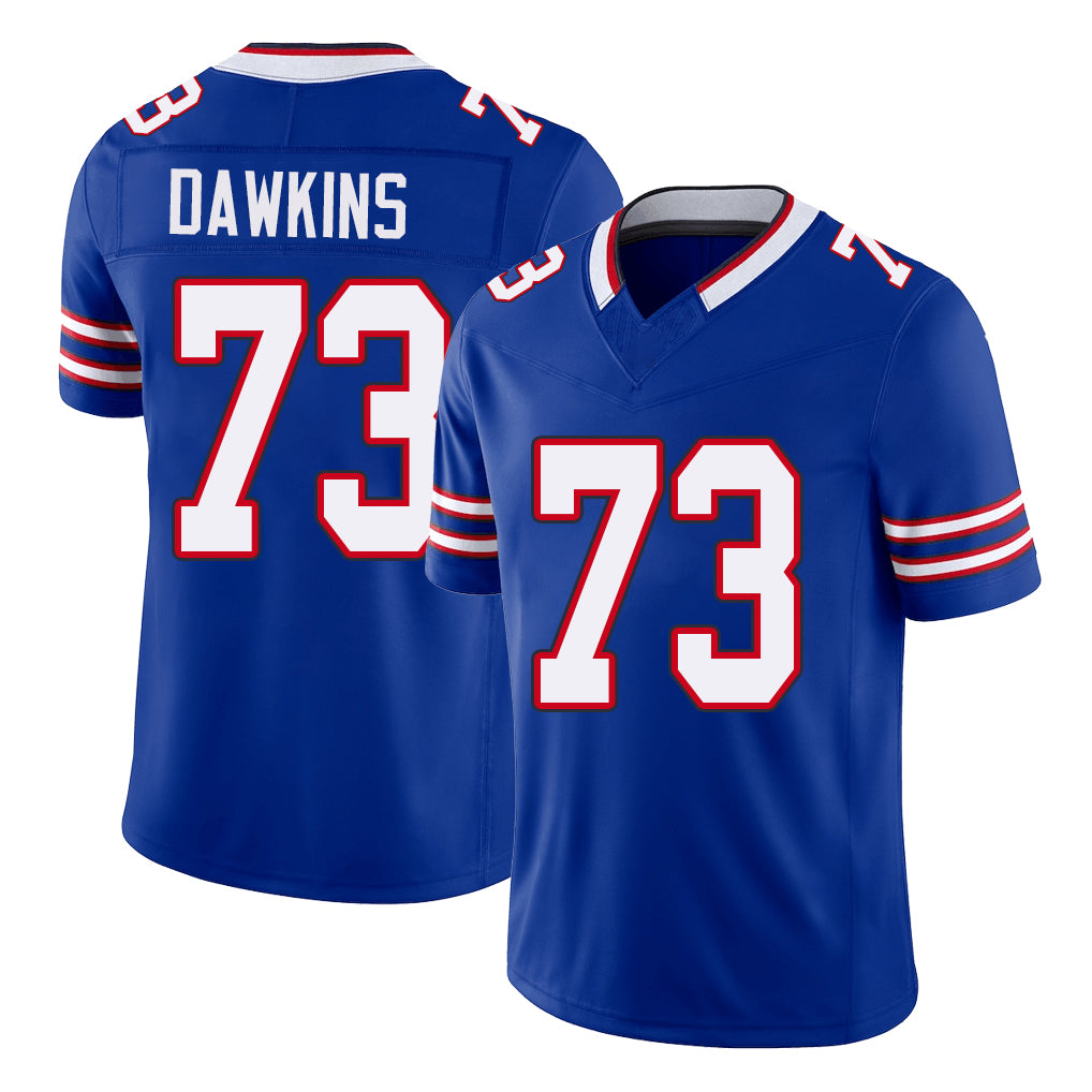 Buffalo #73 Dawkins Player Football V Neck Short Sleeve Royal Jersey Dion For Men Youth Women Gift