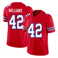 Buffalo #42 Williams Player Football V Neck Short Sleeve Red Jersey Dorian For Men Youth Women Gift