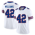 Buffalo #42 Williams Player Football V Neck Short Sleeve White Jersey Dorian For Men Youth Women Gift
