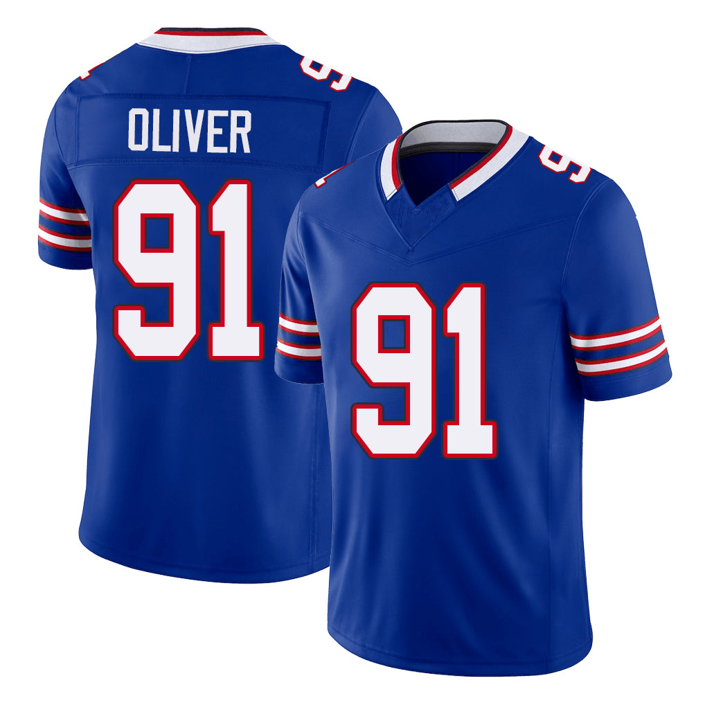 Buffalo #91 Oliver Player Football V Neck Short Sleeve Royal Jersey Ed For Men Youth Women Gift