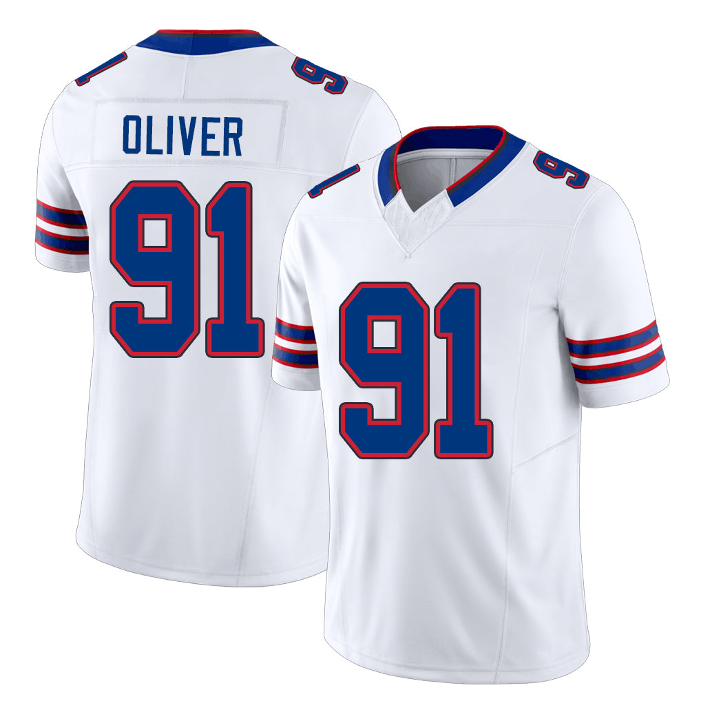 Buffalo #91 Oliver Player Football V Neck Short Sleeve White Jersey Ed For Men Youth Women Gift