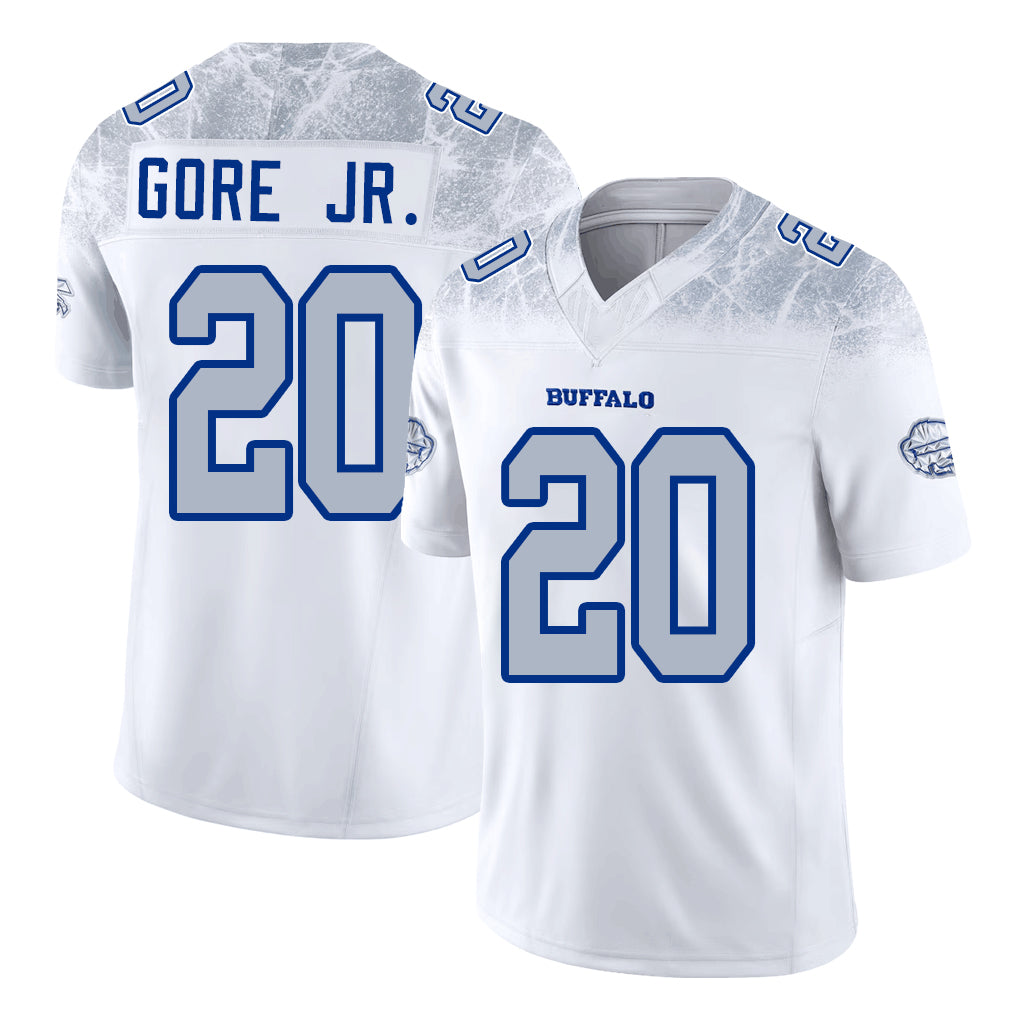 Buffalo #20 Gore Jr. Player Football V Neck Short Sleeve White Jersey Frank For Men Youth Women Gift