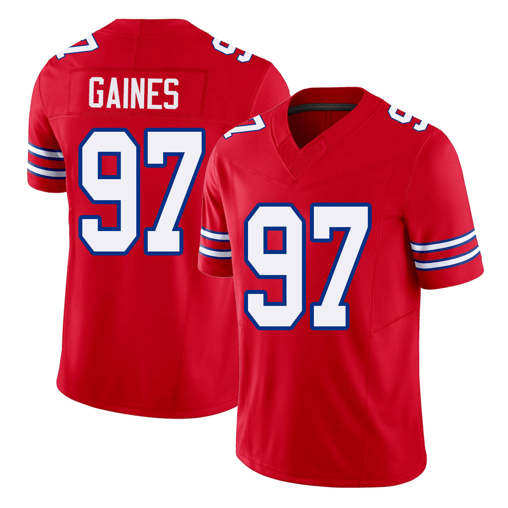 Buffalo #97 Gaines Player Football V Neck Short Sleeve Red Jersey Greg For Men Youth Women Gift