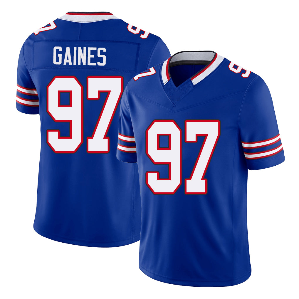 Buffalo #97 Gaines Player Football V Neck Short Sleeve Royal Jersey Greg For Men Youth Women Gift