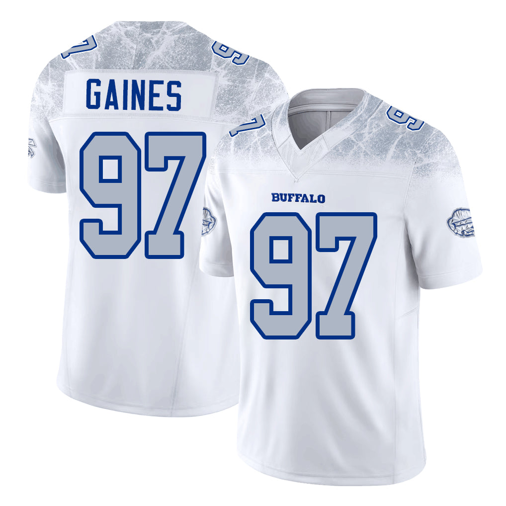 Buffalo #97 Gaines Player Football V Neck Short Sleeve White Jersey Greg For Men Youth Women Gift
