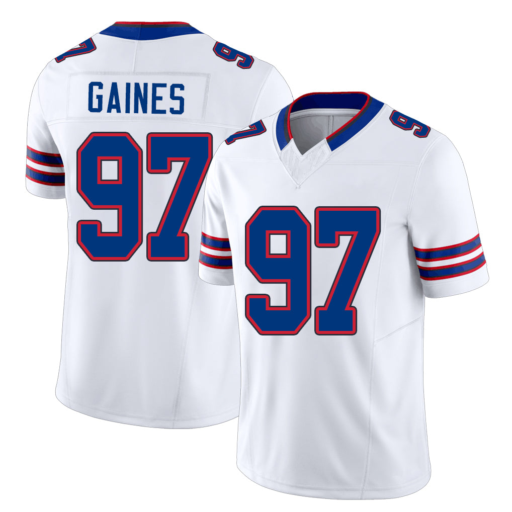 Buffalo #97 Gaines Player Football V Neck Short Sleeve White Jersey Greg For Men Youth Women Gift