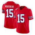 Buffalo #15 Rousseau Player Football V Neck Short Sleeve Red Jersey Greg For Men Youth Women Gift