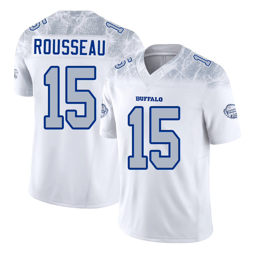 Buffalo #15 Rousseau Player Football V Neck Short Sleeve White Jersey Greg For Men Youth Women Gift