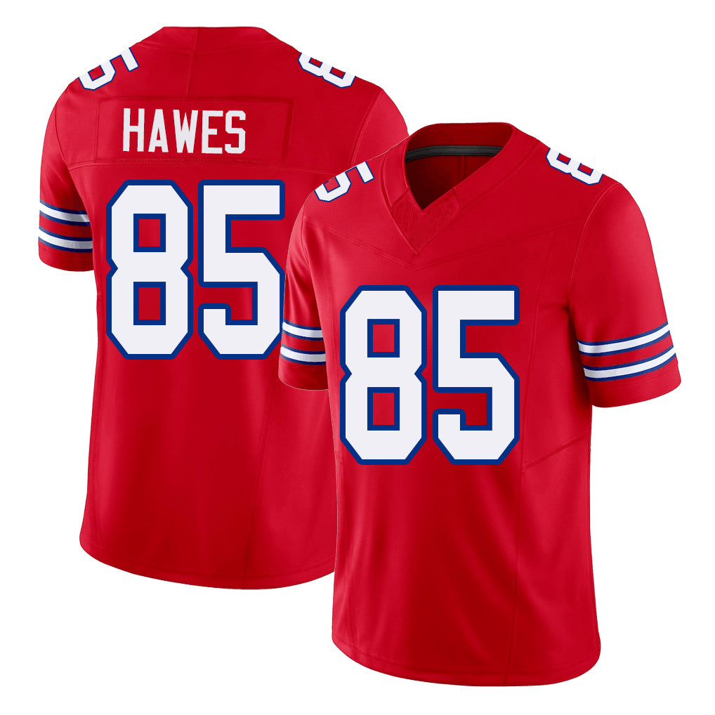 Buffalo #85 Hawes Player Football V Neck Short Sleeve Red Jersey Jackson For Men Youth Women Gift