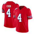 Buffalo #4 Cook Player Football V Neck Short Sleeve Red Jersey James For Men Youth Women Gift